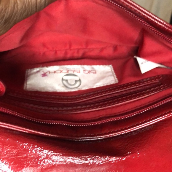 BIG BUDDHA red patent leather handbag w/ chain strap. Large Red bow in front. - Picture 8 of 10